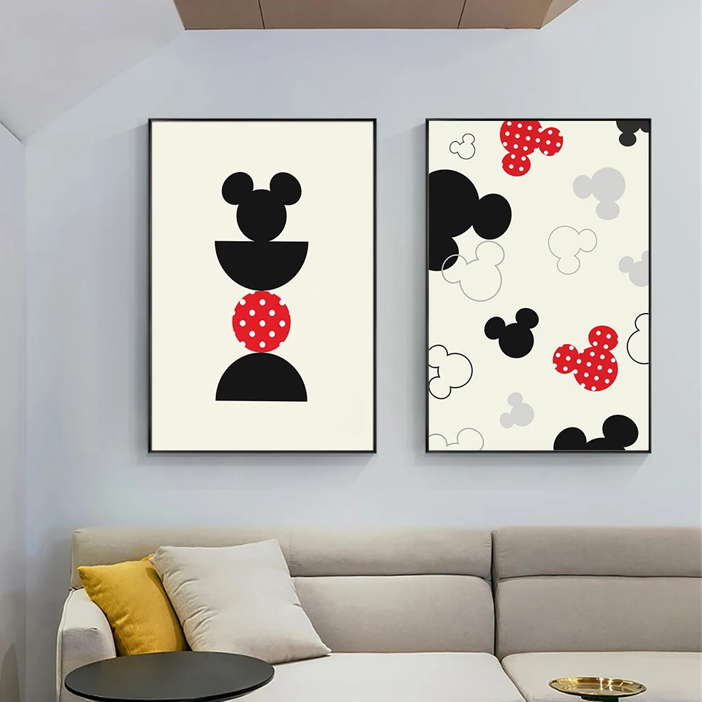 

Disney Mickey wall decor Mickey art print set of 3 Mickey abstract poster, kindergarten wall decor Mickey Minnie children's gift