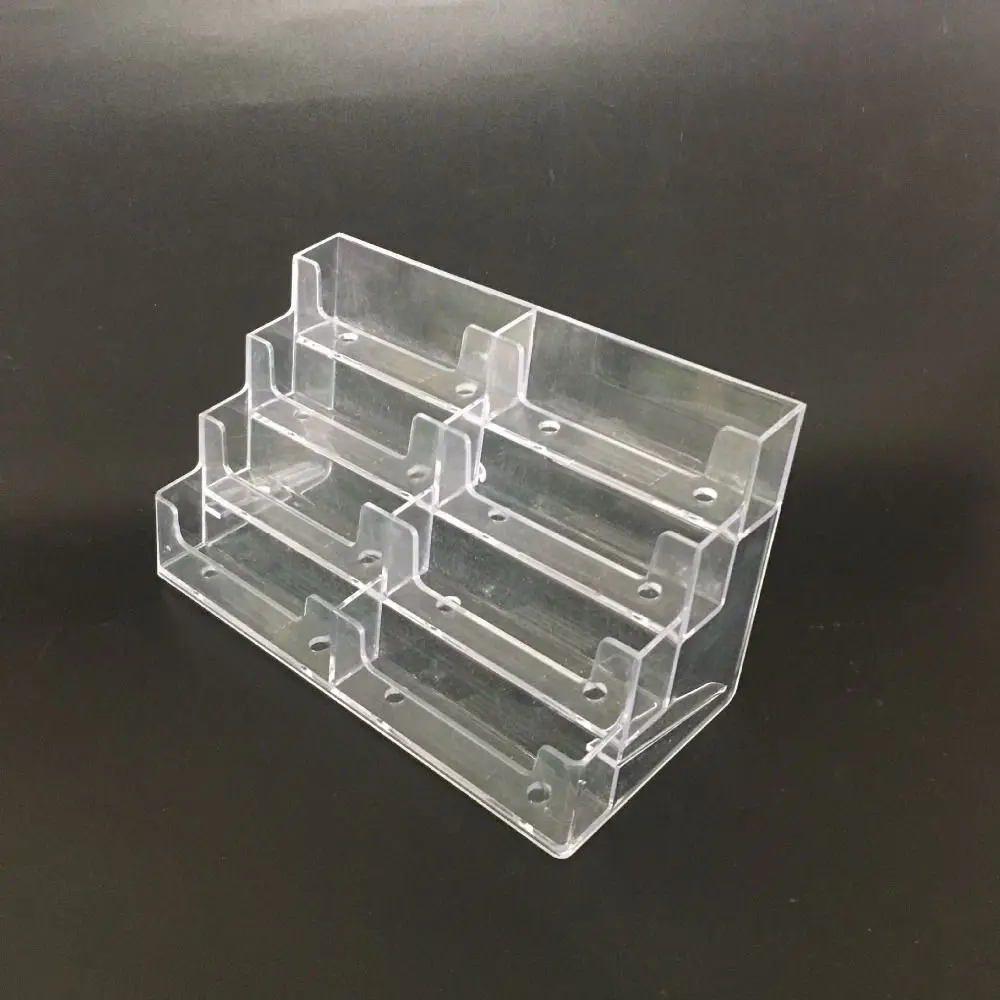 Transparent Business Card Box Display Holder 8 Grids Name Card Display Stand 4 Layers Plastic Business Card Storage Box