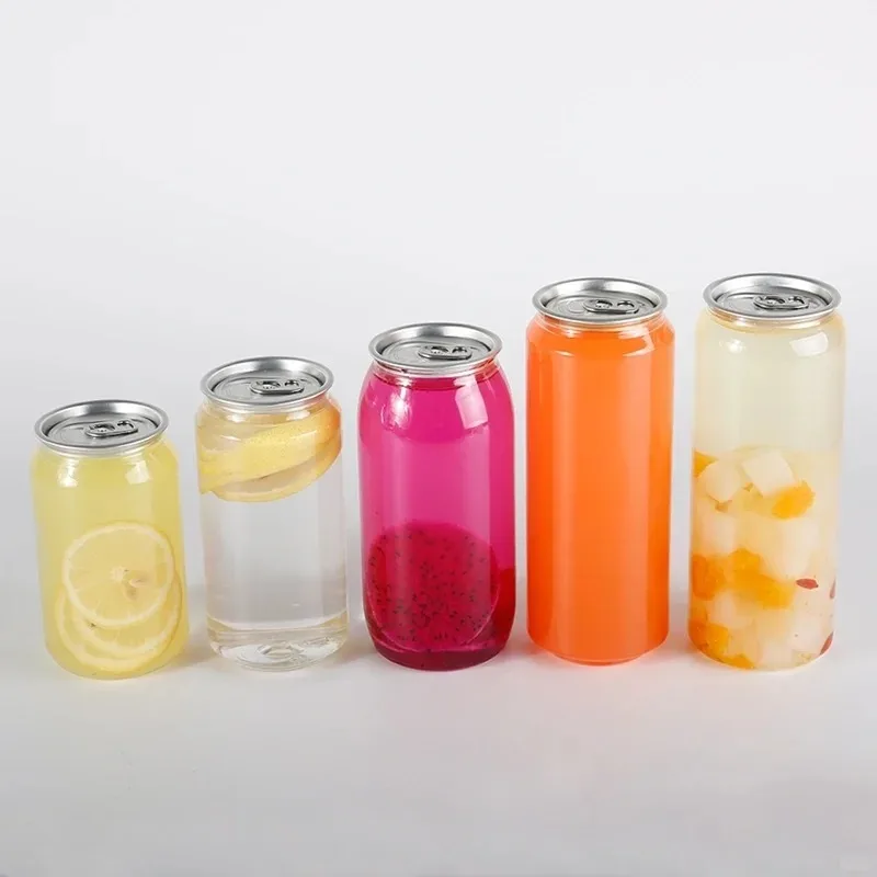 200 piezas de latas de PET más vendidas para bebidas, dulces, pasteles, postres, comida para mascotas, todo empaquetado en contenedores de plástico de calidad