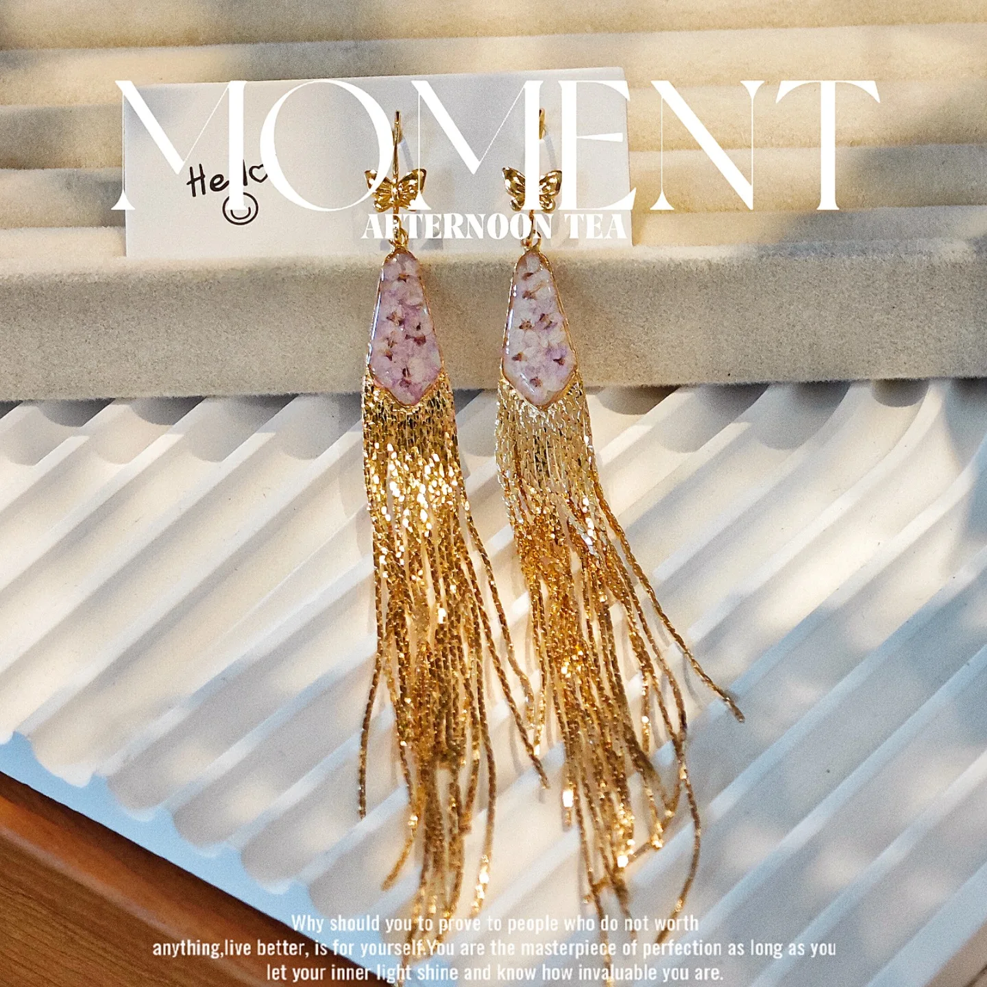 

3306 Wholesale Handmade Elegant Long Tassel Earrings Real Dried Flower Plant Specimen Creative Earrings Christmas Birthday Gift