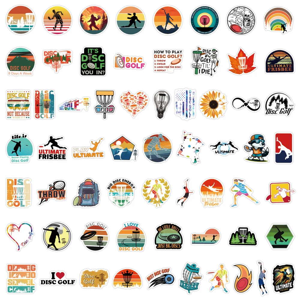 60PCS Disc Golf Funny Sports Waterproof Creative Cartoon Stickers DIY Notebook Guitar Suitcase Mobile Water Cup Toys Graffiti