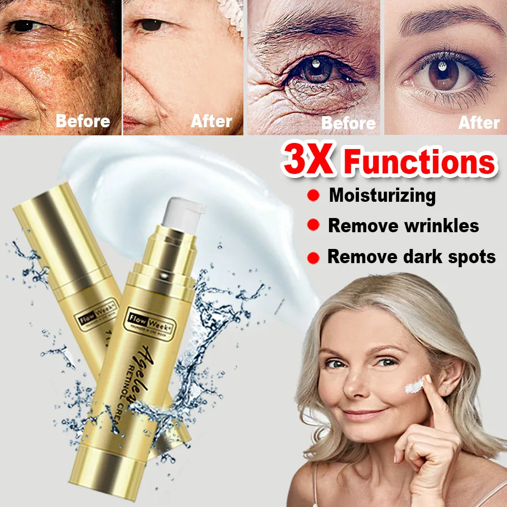 FlowWeek Retinol Firming Lifting Face Cream Anti-aging Essence Remove Wrinkle Dark Spot Collagen Moisturizing Whitening Serum