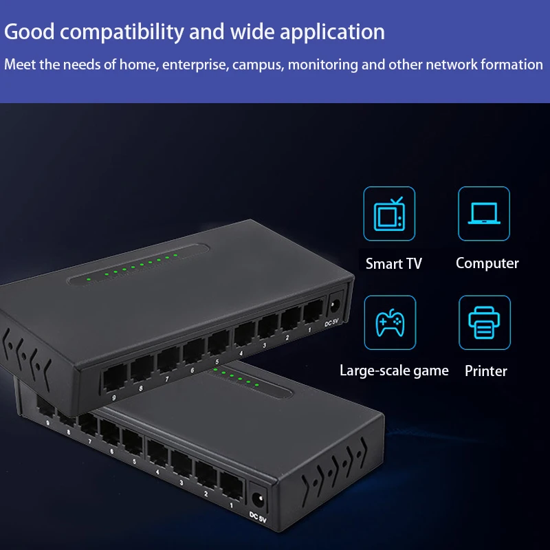 100Mbps RJ-45 LAN محول LAN موسع إيثرنت الذكية الجلاد قفص الاتهام محطة 9 منافذ لعبة محول الشبكة الإنترنت الفاصل محول