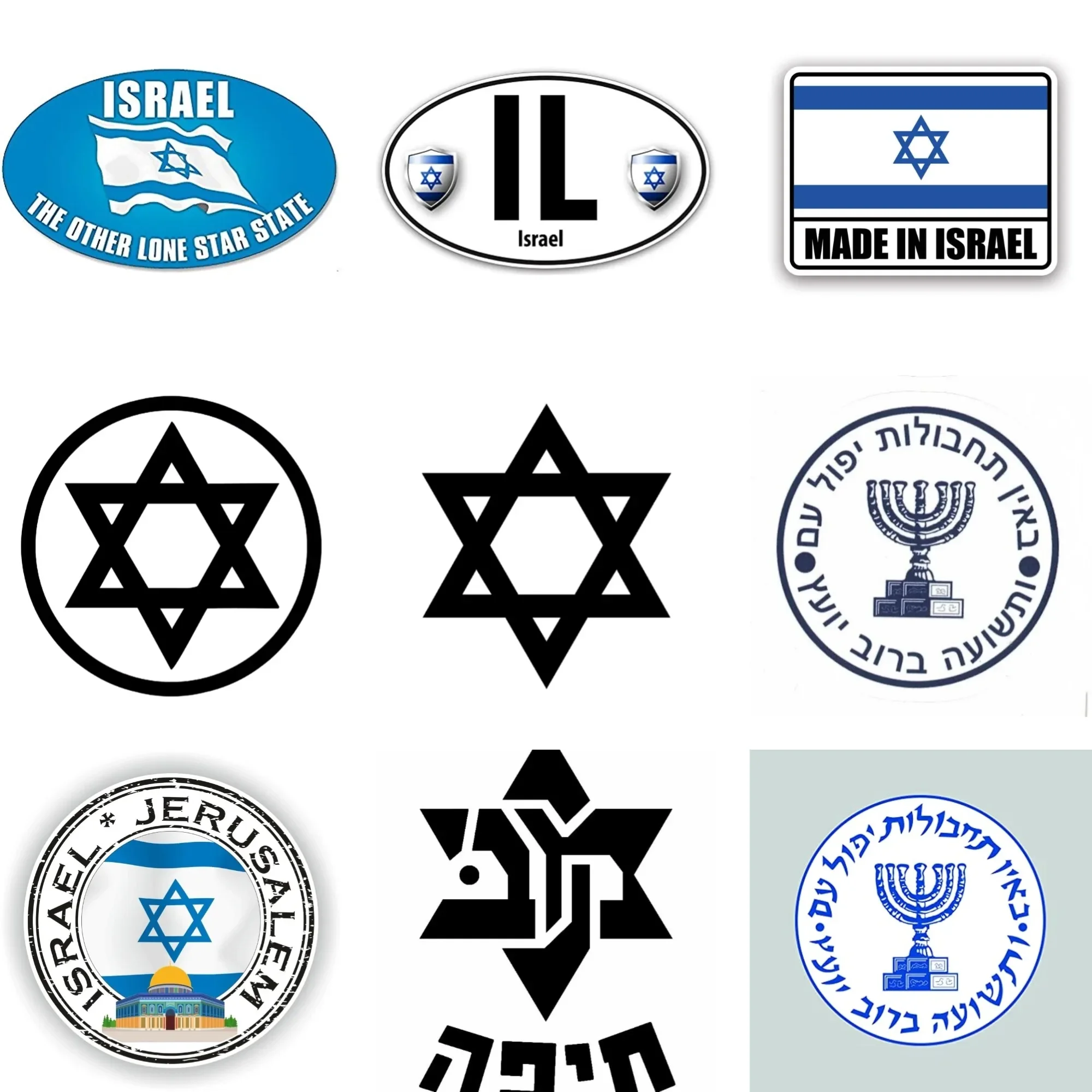 

Israel IL Flag Hexagram Creative PVC Sticker for Decorate Car Truck Van Bicycle Helmet Window Wall Fridge Decal Accessorie