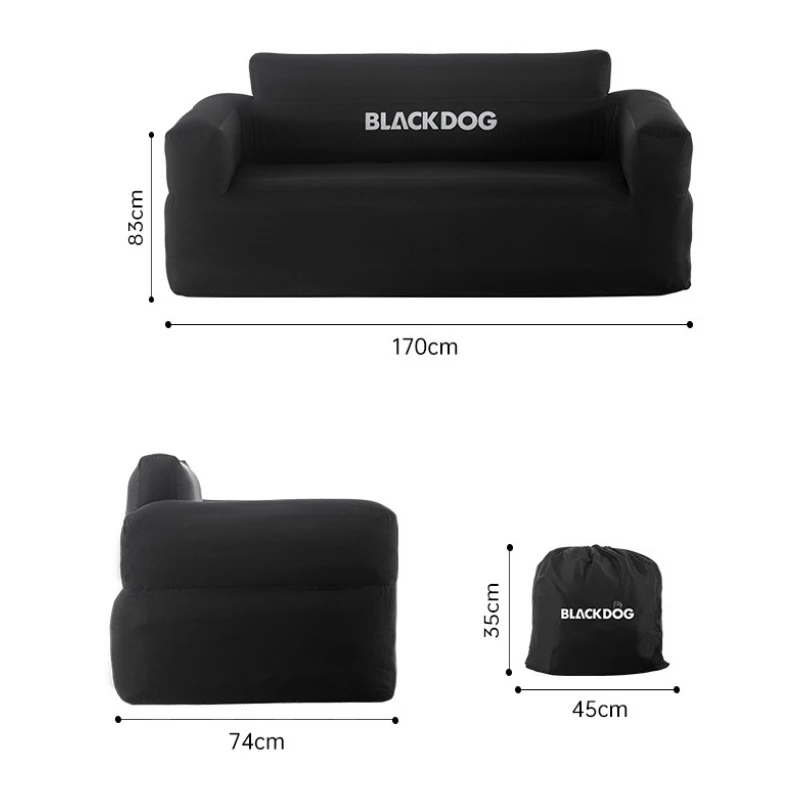 Naturehike-Blackdog Na wolnym powietrzu Podwójna nadmuchiwana sofa Przenośna Camping piknik Łóżko dmuchane Leniwe nadmuchiwane czarne łóżko