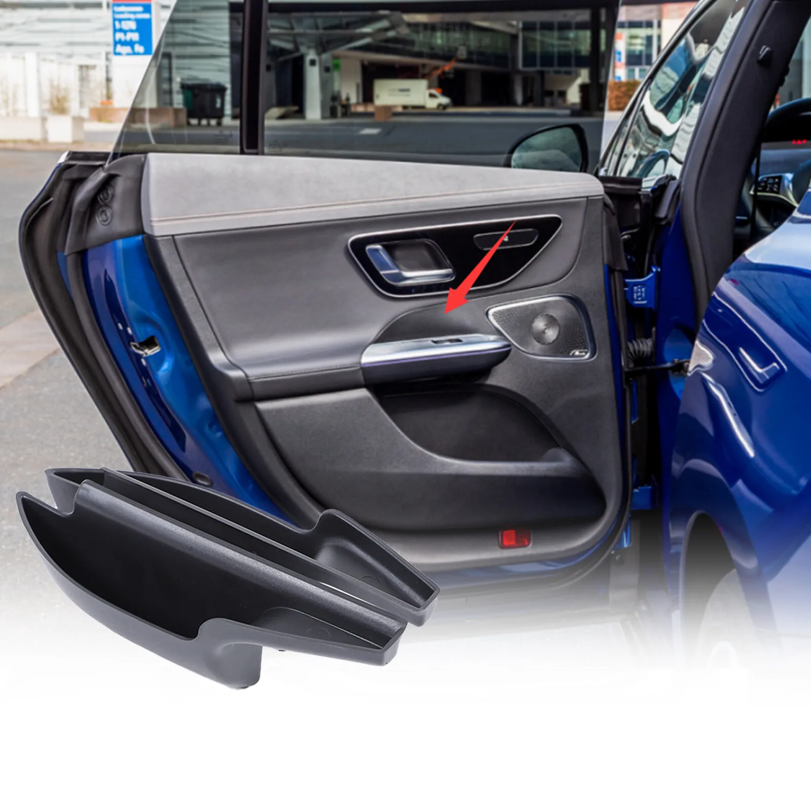 

Car Organizer Box Car Front Rear Door Handle Storage Box Phone Holder Pallet Storage Box For Mercedes Benz EQE 2022-2025 Tray