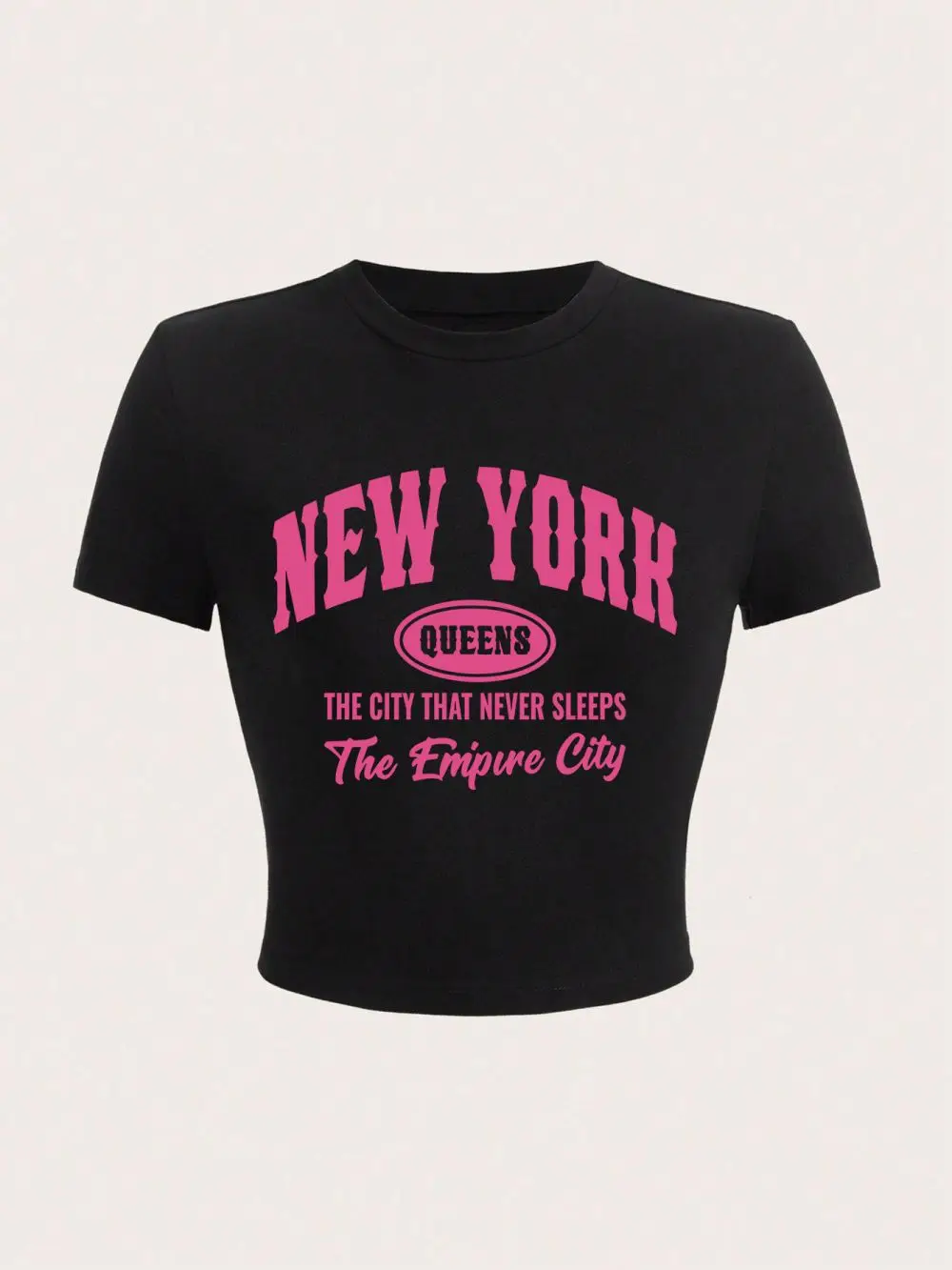 New York Queens The City That Never Sleeps Printing Crop T-Shirt Y2K Summer Women'S Tops Breathable Stretch Soft Female Clothes