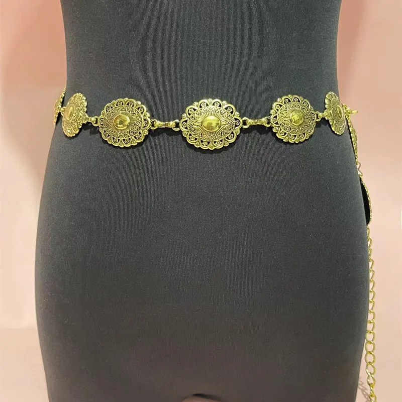 

Women's Hollow Retro Waist Chain Jewelry – Single Layer Metal Belly Chain Body Jewelry, Fashion Dress Accessory for Women