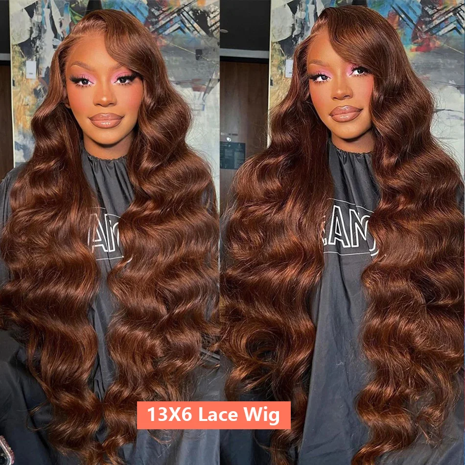 Hd Chocolade Bruin 13X4 Body Wave Lace Front Pruik Lijmloos Braziliaans Bruin 13X6 Lace Frontale Pruiken Voor Vrouwen Menselijk Haar Pretokkeld