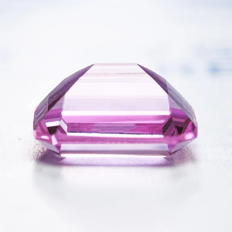 Lab Grown Sapphire Pink Color Emerald Cut VVS1 Charms DIY for Jewelry Making Bracelet Rings Materials Selectable AGL Certificate