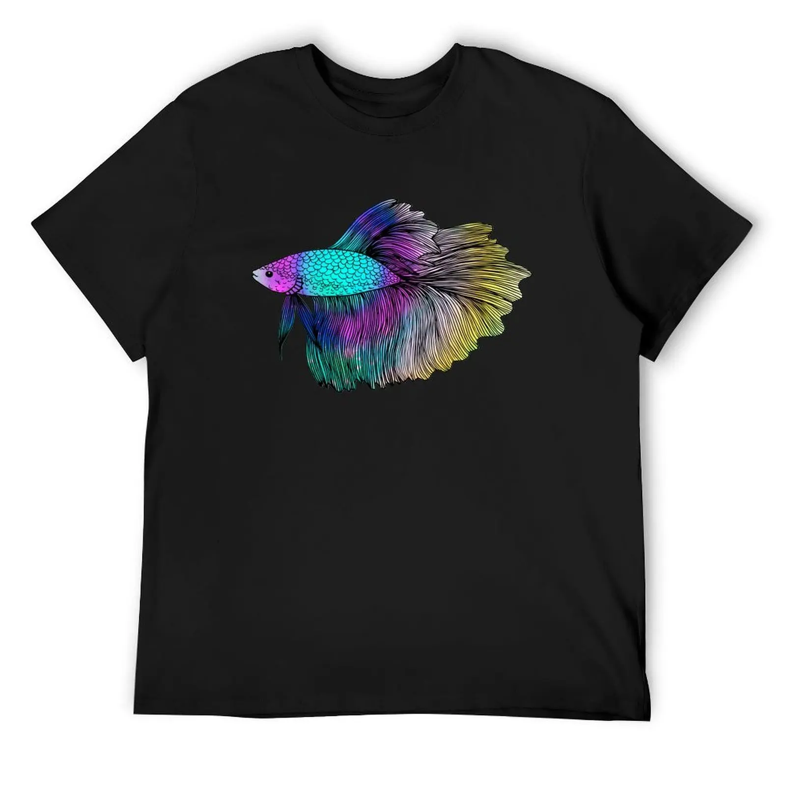 

Rainbow Betta Fish T-Shirt plus sizes boys whites vintage graphic tee mens t shirt