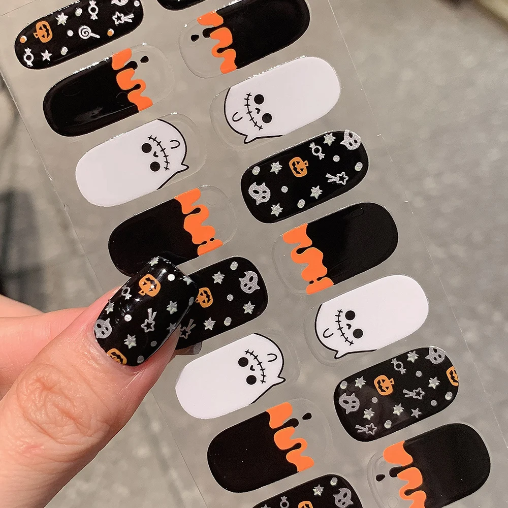 Halloween Nail Sticker 3D Full Cover Nail Decals DIY Manicure Art Adhesive Sliders  Pumpkin Ghost Spider Nail Decorations