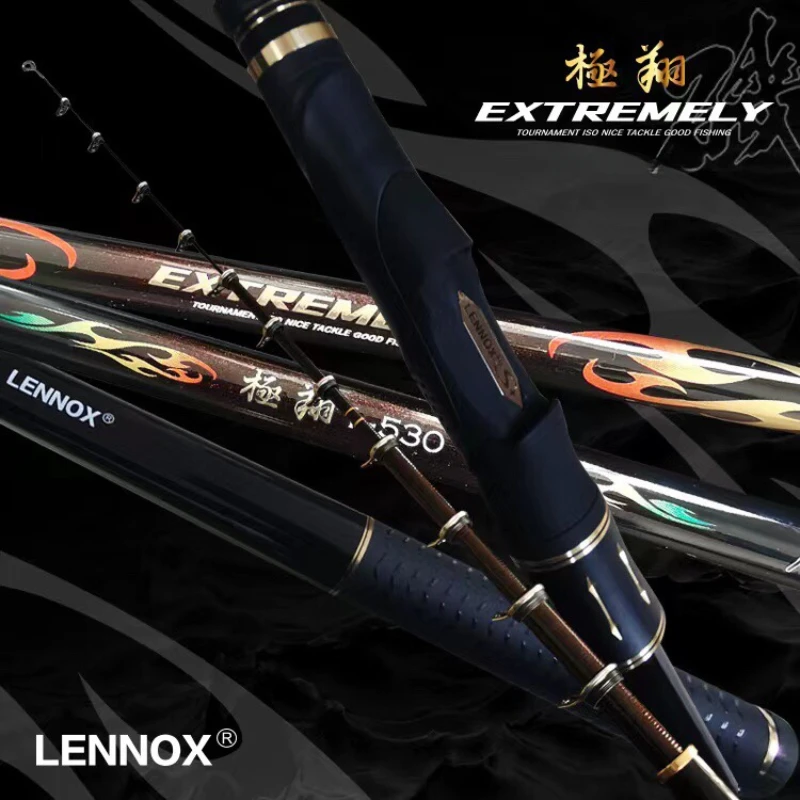 LENNOX-Telescopic Rock Fishing Rod, Oblique Guide Ring, High Carbon, Ultra Light, Ultra Soft, Spare Rod Tip, 5.3 m