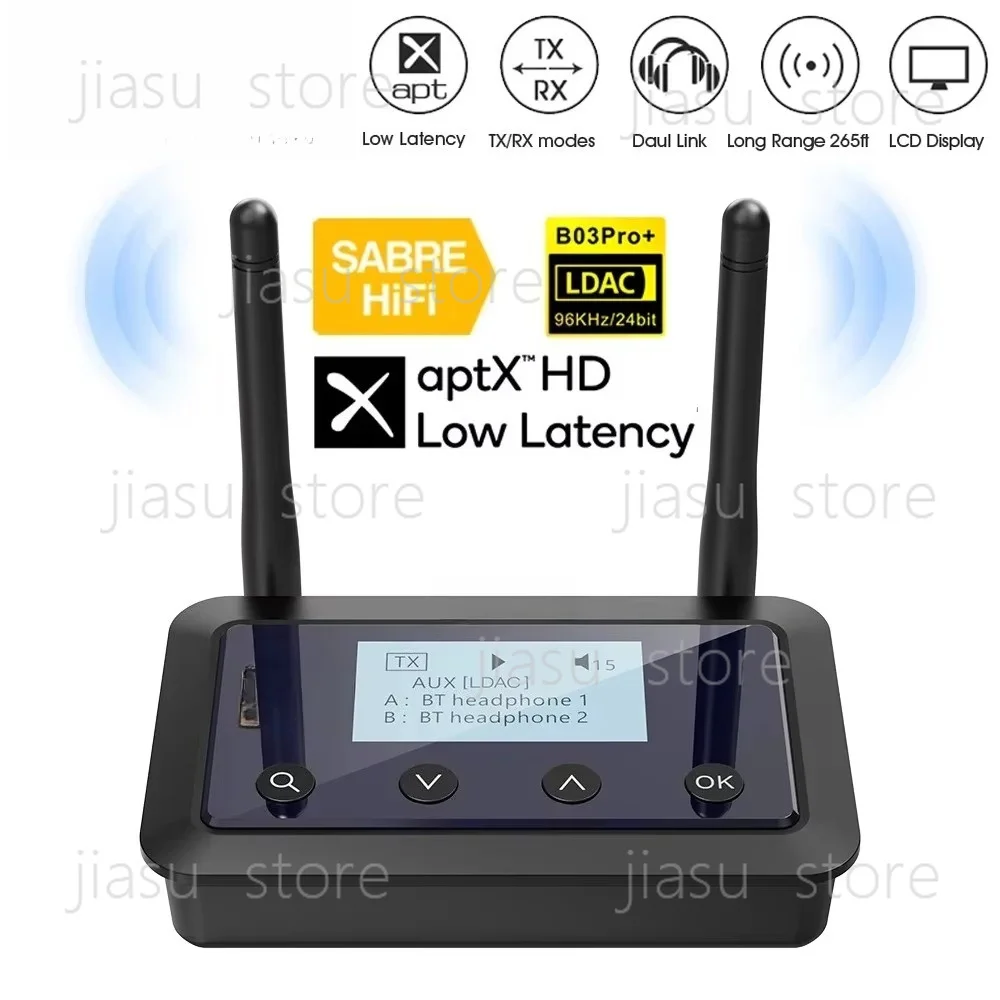 1Mii B03Pro+ Bluetooth 5.3 Transmitter Receiver Audio AptX LL HD CSR8675 HiFi LDAC Bluetooth Adapter for TV PC with LCD Screen #