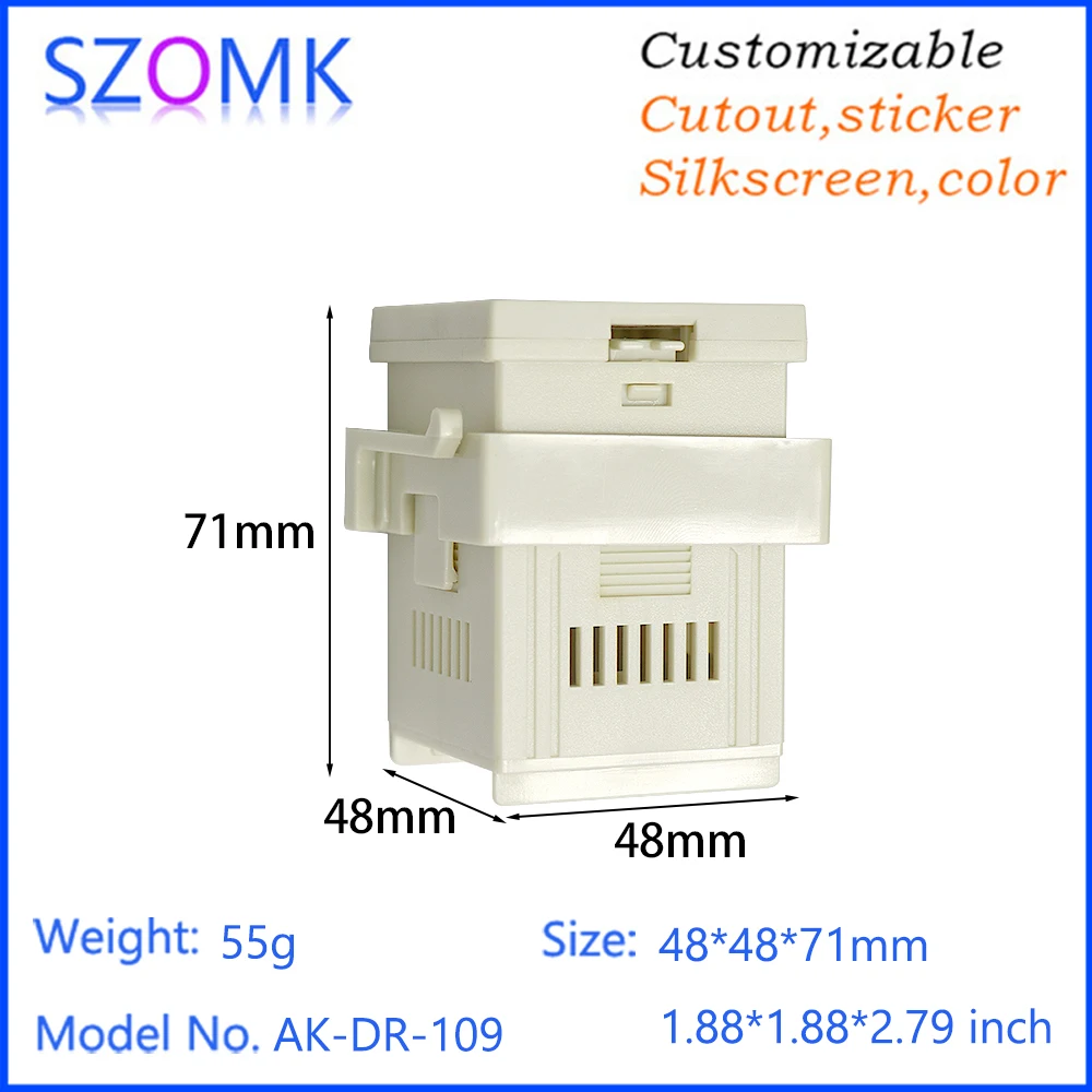 48*48*71mm Industrial Control Box DIN Rail Mounting Bracket PCB Holder PLC ABS Case Enclosure IP54 Rated Ethernet RG45 485