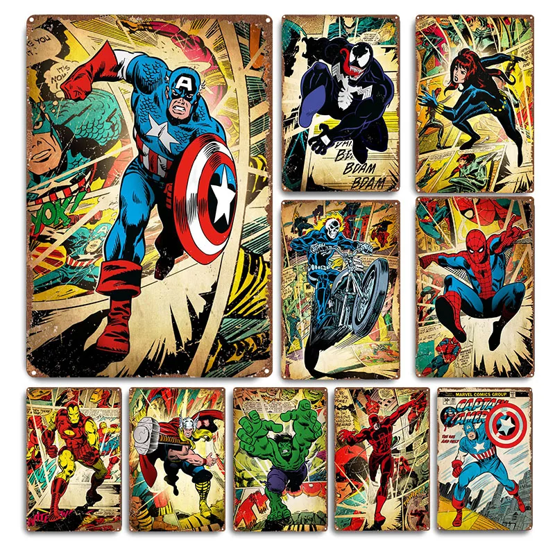 Amazing Marvel Comic Metal Plate Tin Sign Vintage Man Cave Gamer Room Decor Art Poster Retro X-men Iron Painting Home Wall Decor