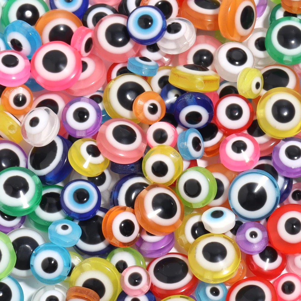 

100PCS 6/8/10mm Round Beads Evil Eye Resin Spacer Beads for Jewelry Making DIY Handmade Earring Bracelet Accessories