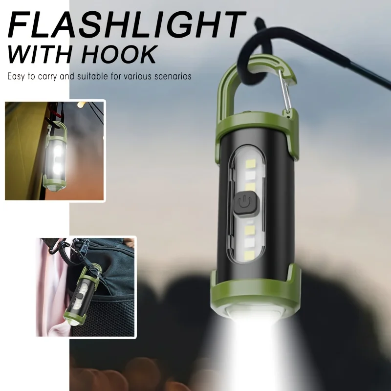 Rechargeable EDC Keychain Flashlights Multifunction COB Work Light 7 Modes Emergency Keychain Light for Walking Searching Hiking