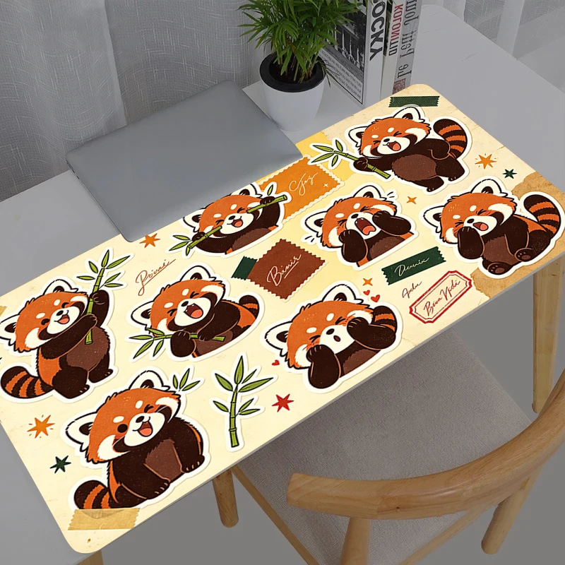 Mouse Pad Red Panda Giant Panda Anime Gamers Large Computer Extended Game Mousepad Desk Mat Keyboard Rubber Durable Carpet