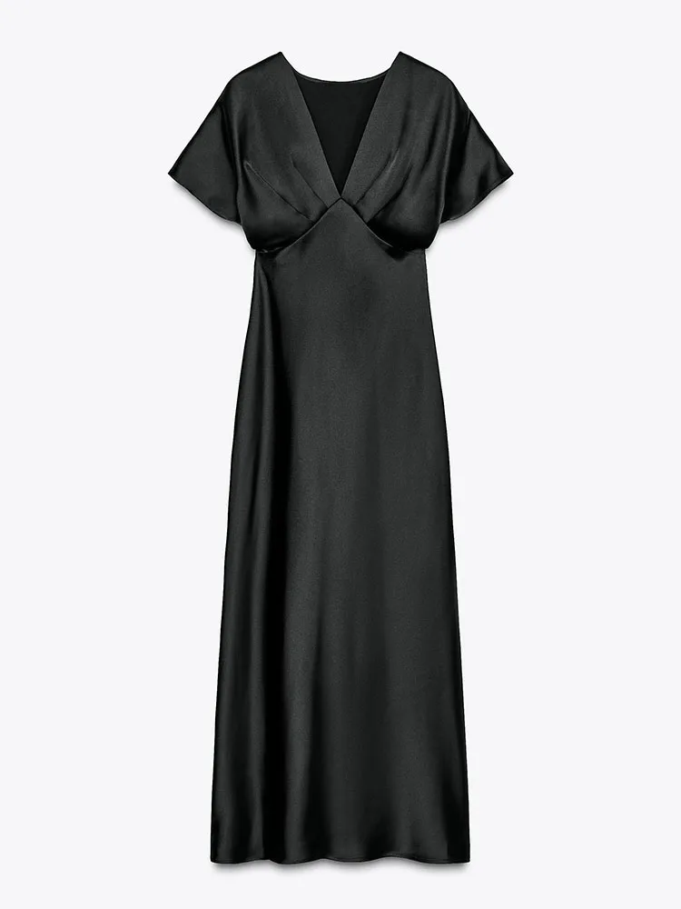 Confortable soie Satin décontracté ort Sve Midi Dr femmes nouvel été Faion taille haute doux Index Ultra doux jupe longue