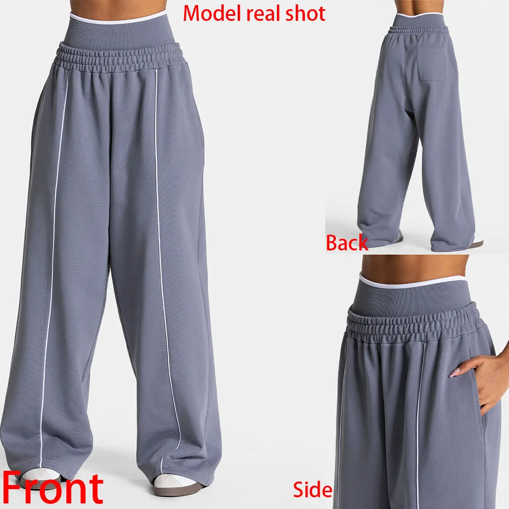 LOGO Loose Yoga Pants - Fashionable and Comfortable Casual Straight Yoga Pants with High Elasticity Fitness and Sports Pants