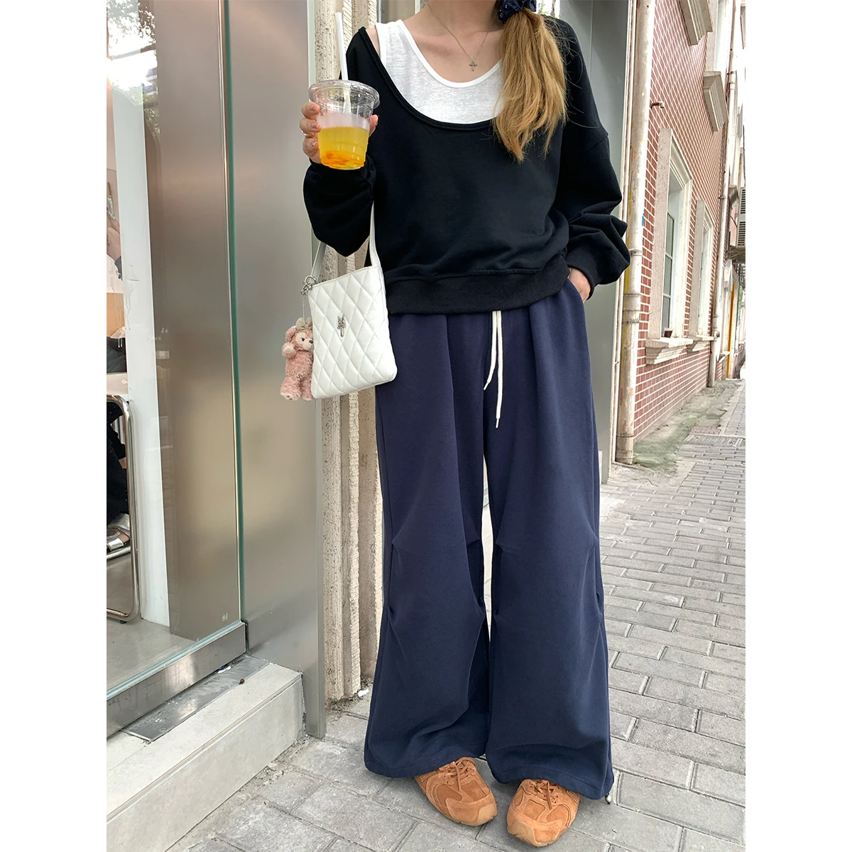 

Брюки женские PiJiUu свободного кроя, с завязками, повседневные, синие, осенне-зимние, новые, стильные, удобные, свободные брюки для женщин