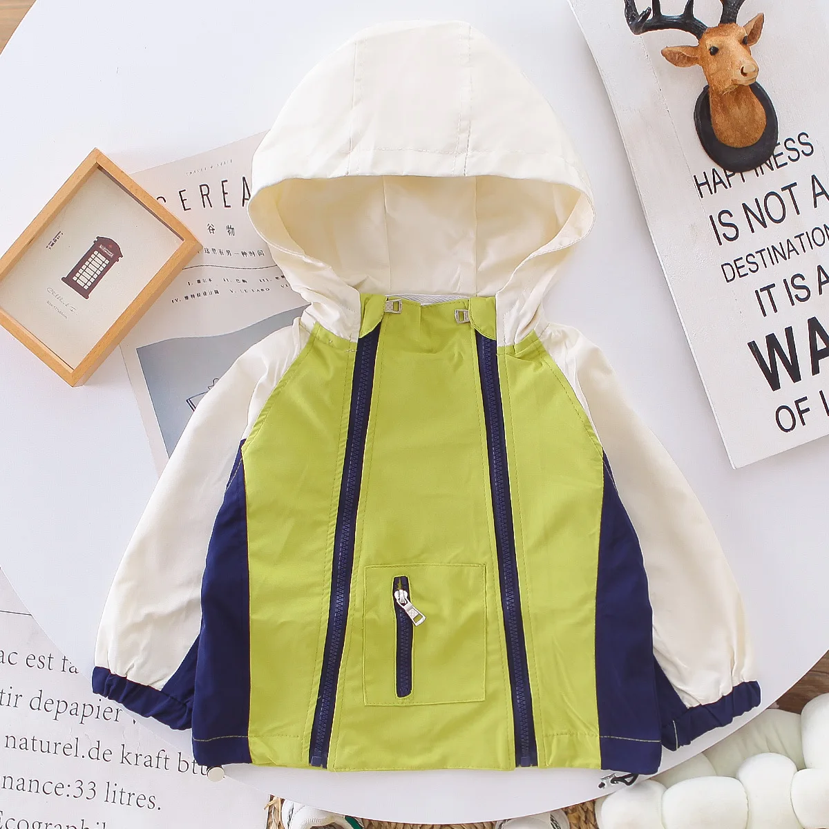 Autumn Ins New Kids Baby Boys Outdoor Jackets Contrast Hooded Zipper Long Sleeve Toddler Boys Coat Children Boys Outerwears