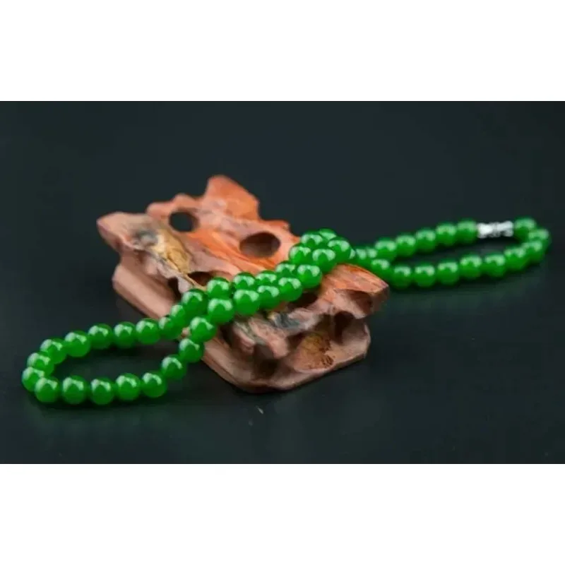 Natural Green Jade Beads Necklace Jadeite Jewelry Fashion Charm Accessories Hand-Carved Lucky Amulet Gifts for Women Her Men