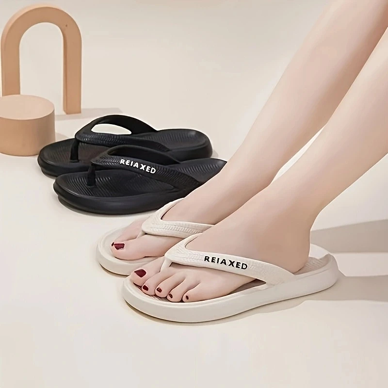 Men Thick Platform Flip Flops Soft EVA Non Slip Textured Sole Summer Beach Outdoor Thong Slippers