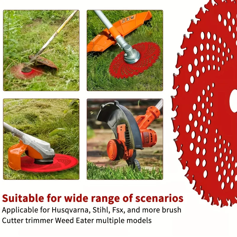 

Новый триммер и аксессуары для кормления сорняков, костюм: 2 шт., 9 дюймов x 36 зуб, твердосплавное пильное полотно, красное лезвие для кошения и прополки