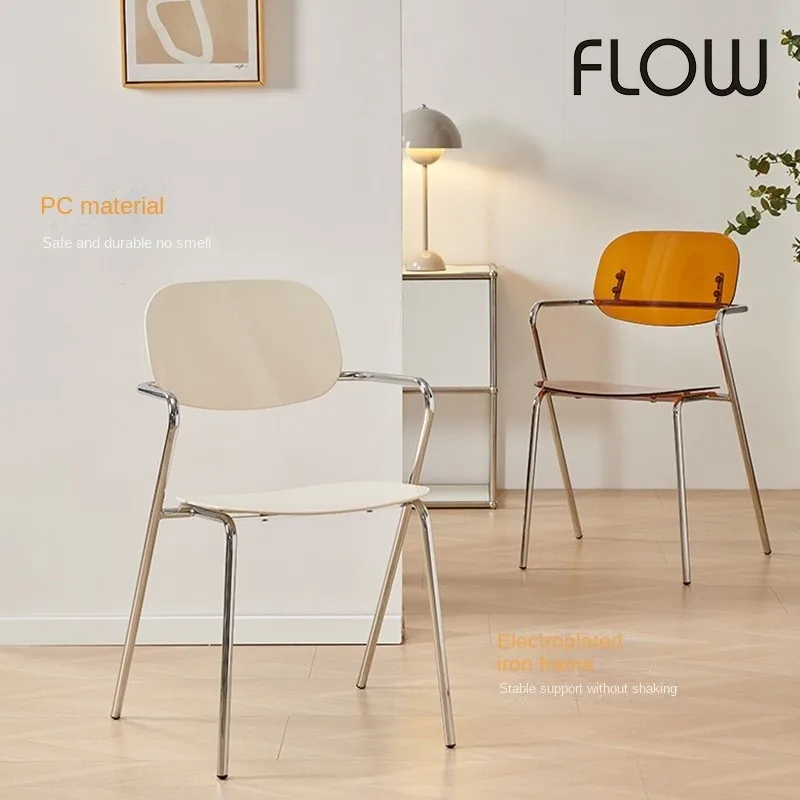 H2O Stacked Acrylic Transparent Chair Creative Modern Simple Armrest Home Backrest Chair Dining Chair Negotiation Desk Chair image 2