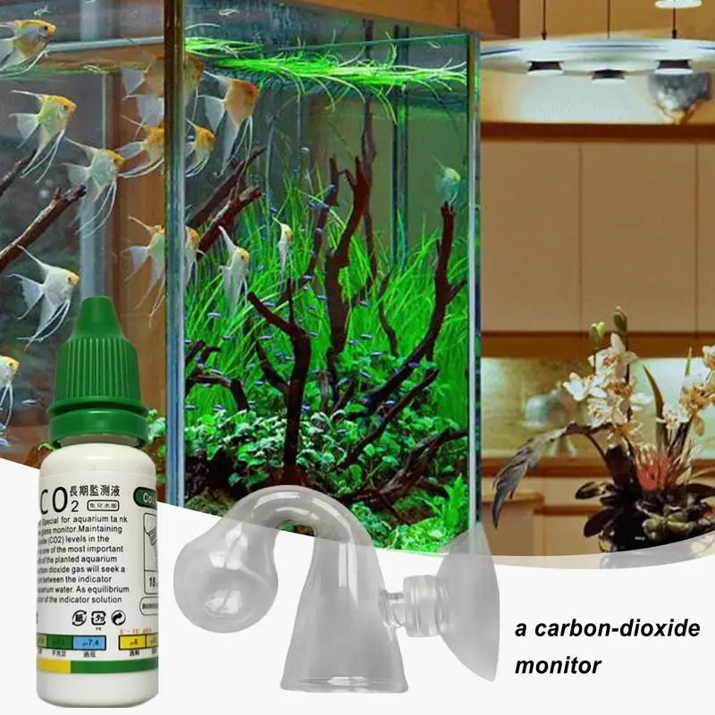 Fish Tank CO2 Concentration Drop Checker Glass Indicator With Liquid Monitor Aquarium Hang On Aquatic Plant Test PH Generator