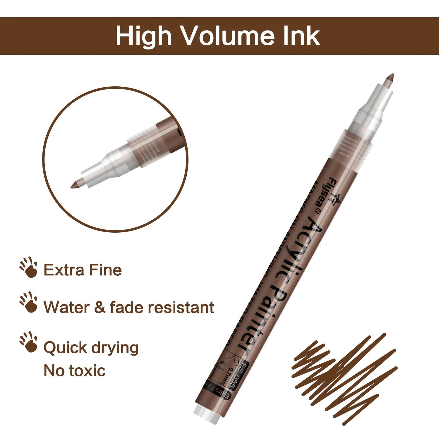 Acryl-Farbmarker-Set 6/12/28 Farben 0,7mm/3,0mm Acryl-Kunstmarker für Stein Glas Leinwand Metall Keramik Tasse Holz Kunststoff – Detail 5