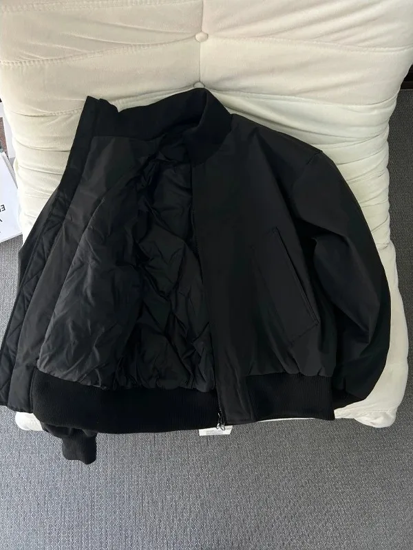 معطف رجالي مبطن Jaet Du أسفل معطف الطيران بياقة واقفة دافئ للاستخدام الخارجي Ci كاجوال Sle مناسب بشكل منتظم وسحاب للإغلاق