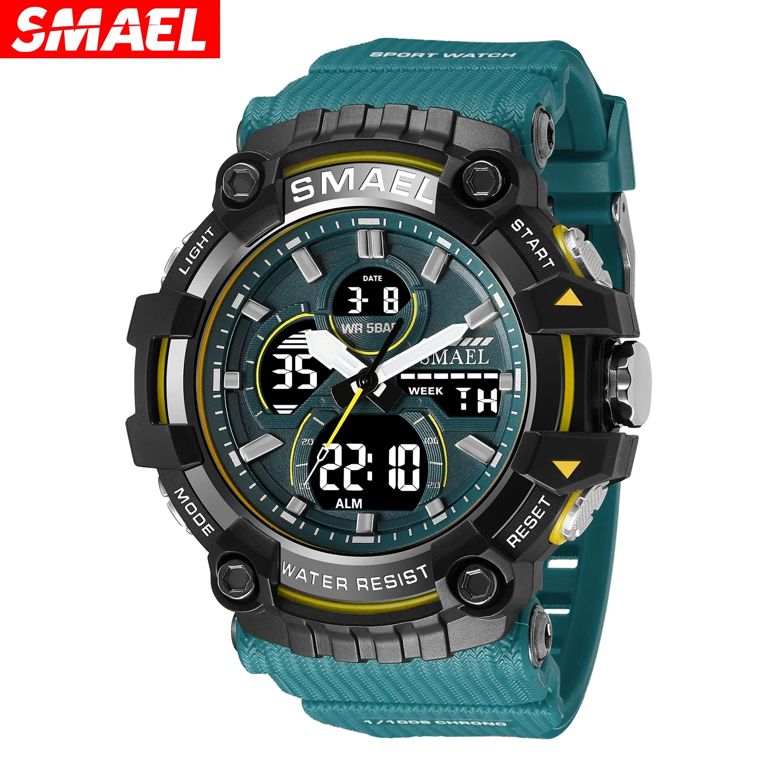 SMAEL  Glow Men's Watch 8079 Tactical Watch Male Student Sports Dual Display Digital Waterproof