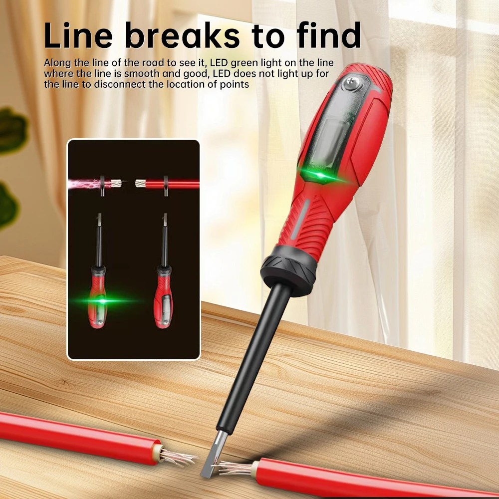 12-220V Digital Test Pen Screwdriver Wire Line On-Off Detection Pen CR-V Magnetic Screwdriver Bit Flat-blade/Phillips Bit