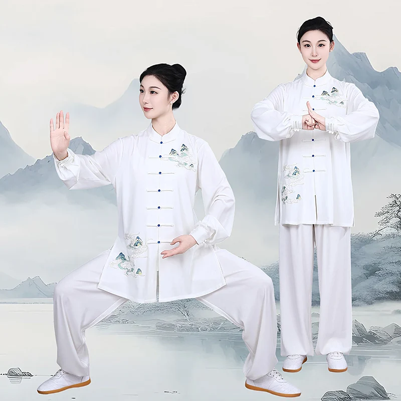 

Unisex Premium Embroidered Tai Chi Suit Cotton 2-Piece Set Martial Arts Performance Competition Wear for Morning Exercise Chines