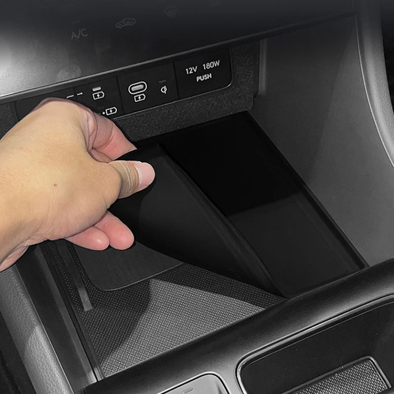 New Car Interior Organizer Storage Box Console Wireless Pad Slot Mat For Hyundai Sonata DN8 2024+