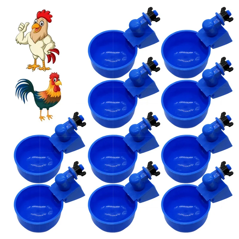 6x Hühnertränketassen – 3/8 Zoll, Automatische Wasserbefüllung, Aus Hochwertigem PVC – Für Hühner, Enten, Gänse & Puten
