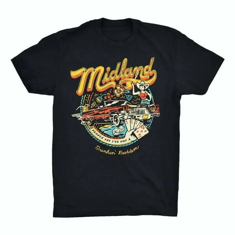 Camiseta con problemas de Drinkin de Midland, camiseta Retro Vintage de Tour