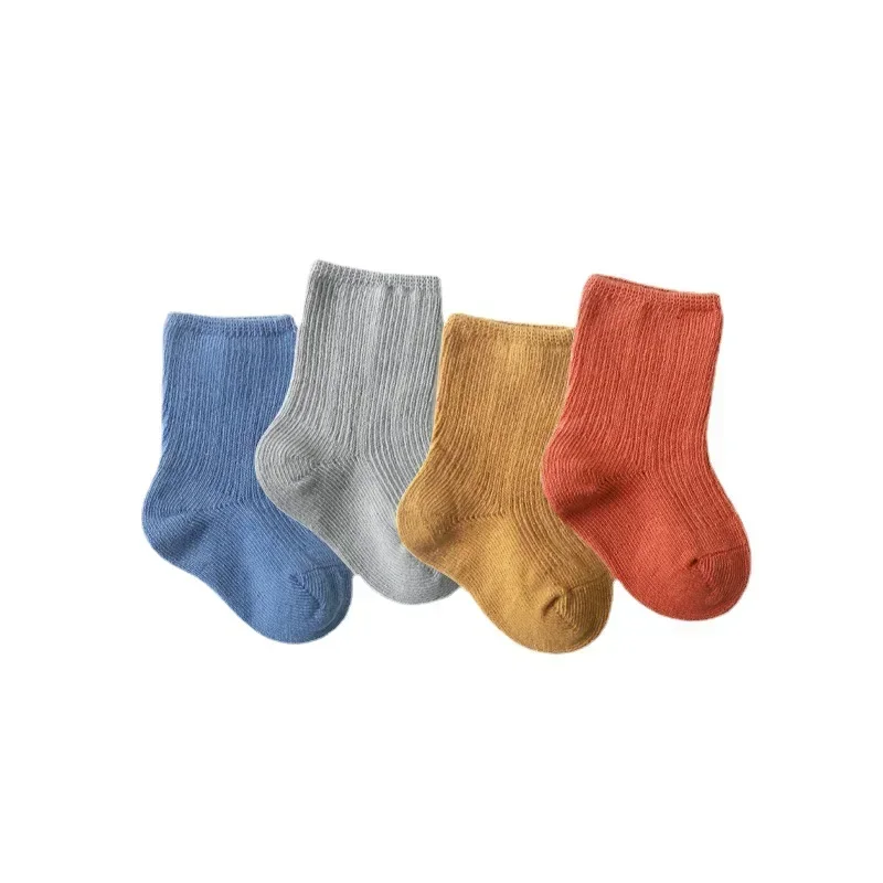 1 Pairs Baby Girl Boy Socks Toddler Cotton Baby Winter Clothes Accessories Pure Color Combed Cotton Baby Kids Socks for Autumn