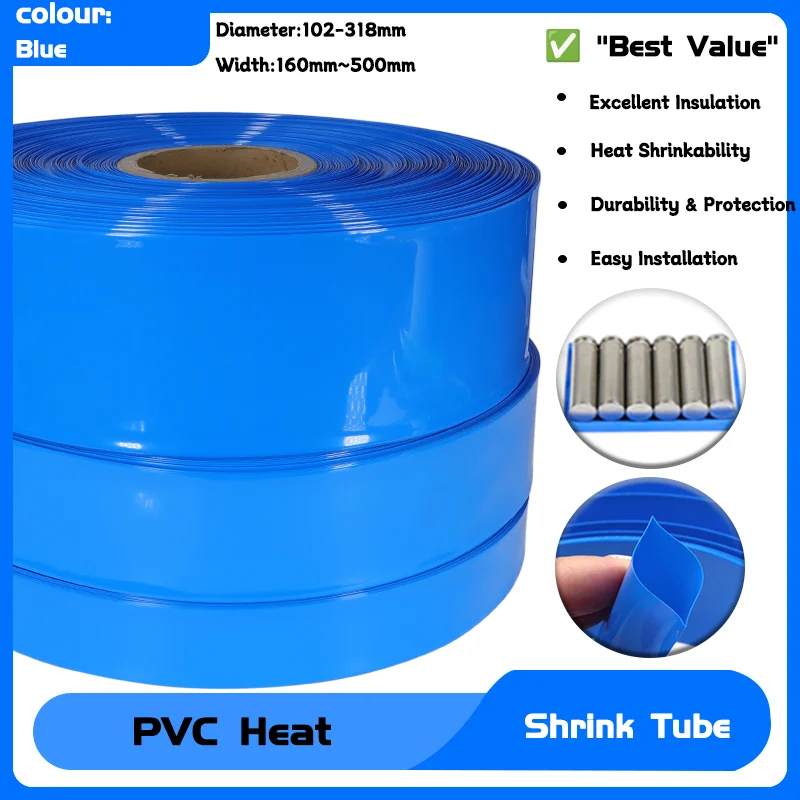 

Lipo Battery Pack Insulated Cable Sleeve Protection Battery Film Wrap PVC Heat Shrink Tube 18650 1 ~ 10m Blue 160mm ~ 500mm