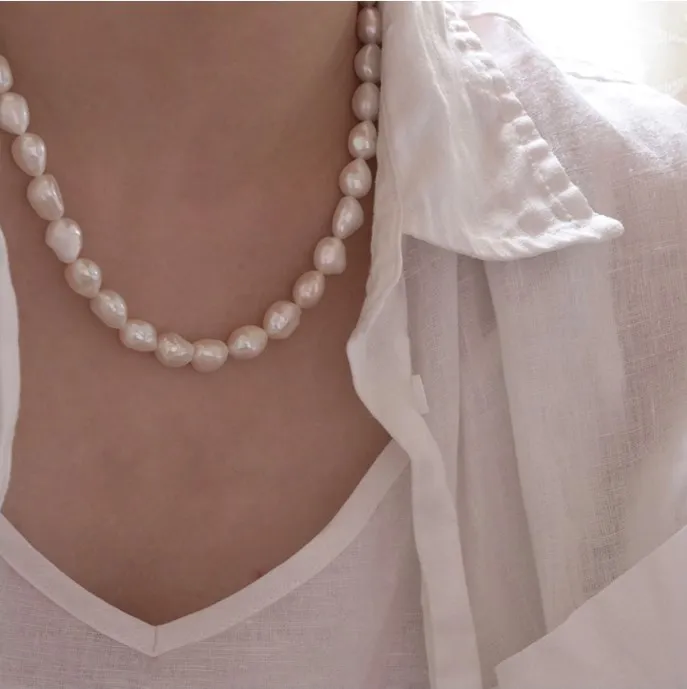 Hohe Qualität Trendy Große Barock Natürliche Süßwasser Perle 14K Gold Gefüllt Weibliche Kette Halskette Schmuck Frauen Weihnachten Geschenke – Detail 6