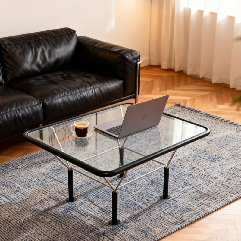 

Vintage Romance coffee table ultra-white glass living room household small apartment coffee table