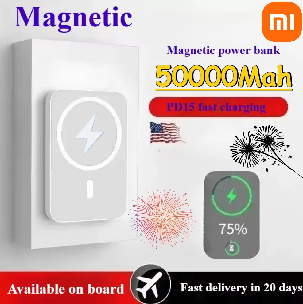 

Xiaomi 50000mAh Magsafe Power Bank 15W Fast Charging Portable Backup External Magnetic Battery Pack Wireless Charger for iPhone