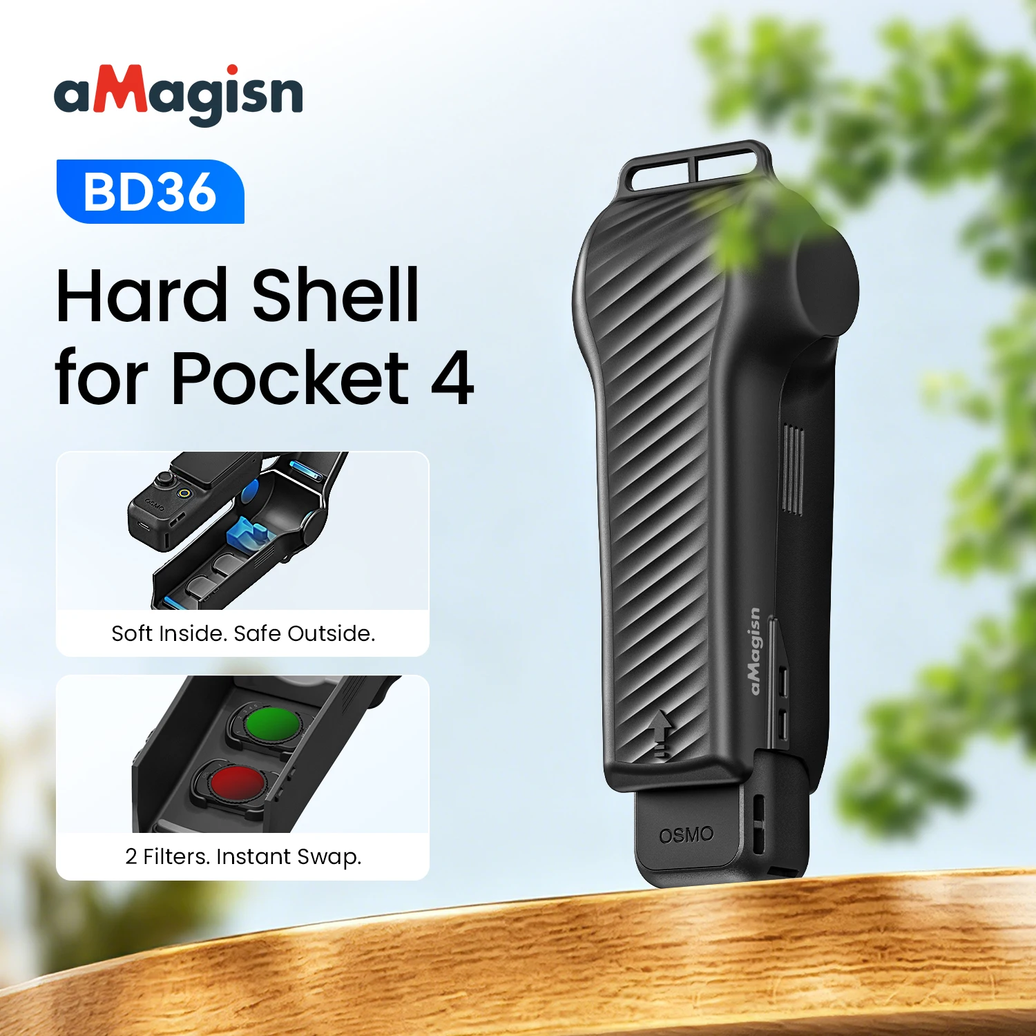 Full-coverage Hard Case for DJI Osmo Pocket 4, Stores 2 Filters Scratch-Resistant Protective Cover Shell for Pocket 4