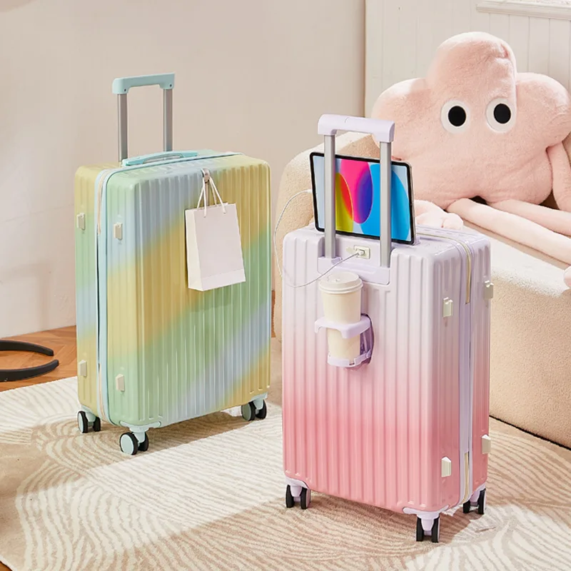 

2024New Hot Gradient Luggage Super Beautiful Multifunctional Trolley Case Mute Wheel Suitcase Boarding Bag