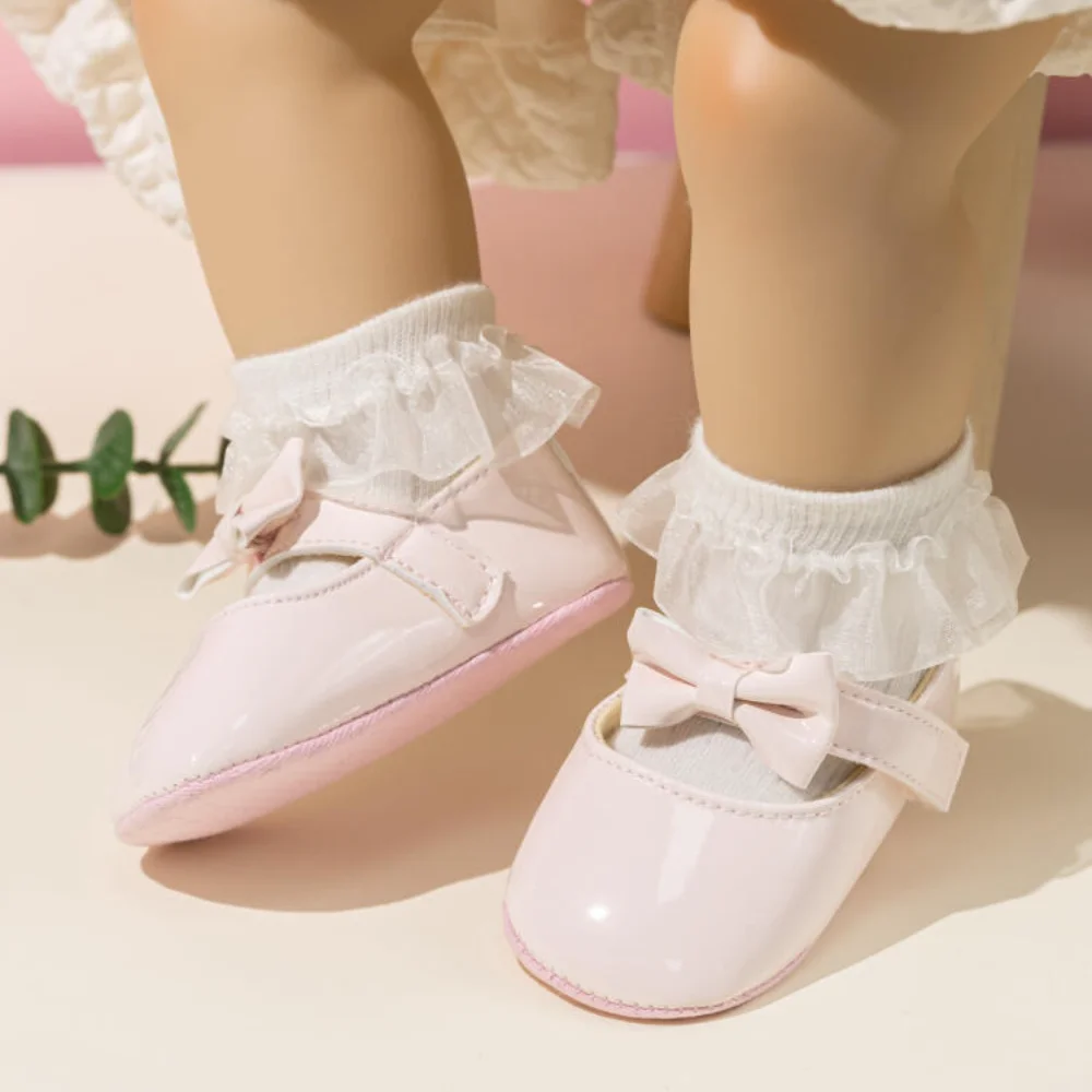 Meckior موضة جديدة الأميرة طفلة أحذية 5 ألوان القوس حفلة الباليه أحذية الرضع بولي Leather الجلود عدم الانزلاق حذاء طفل صغير #6