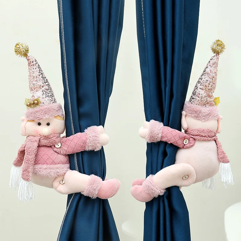 2025 Christmas Decorations Creative Pink Elf Curtain Buckles Home Window Decoration Curtain Hangings Decoracion De Cortinas