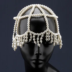 European and American new style woven pearl tassel hat chain bridal temperament high-end versatile hair accessories travel photo
